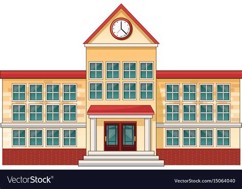 Cartoon School Building Education Royalty Free Vector Image