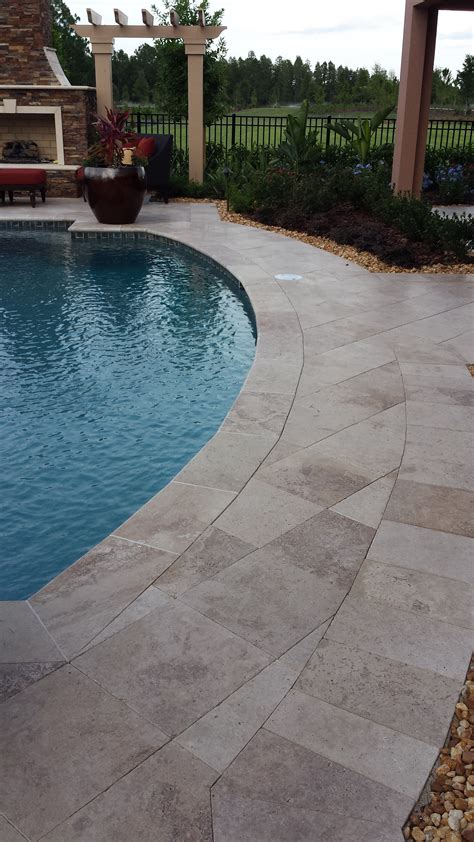 16x16 Noce Roman Gm Travertine Pavers And Travertine Pool Coping For