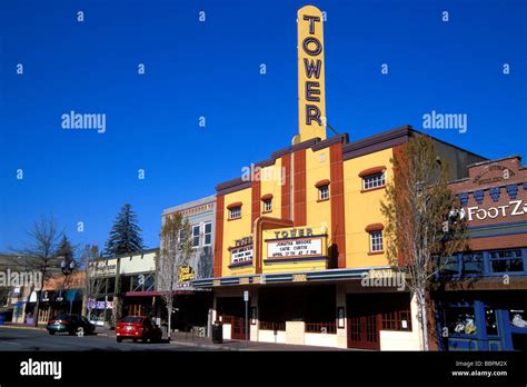 The Tower Theater And Downtown Shops Bend Oregon Stock Photo Royalty