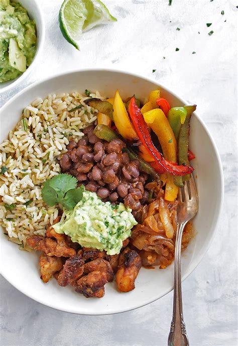 Chicken Fajita Bowls With Cilantro Lime Rice Robust Recipes