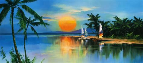 Fine Art Galleries And Online Tropical Sunset Sailboat Art Sunset