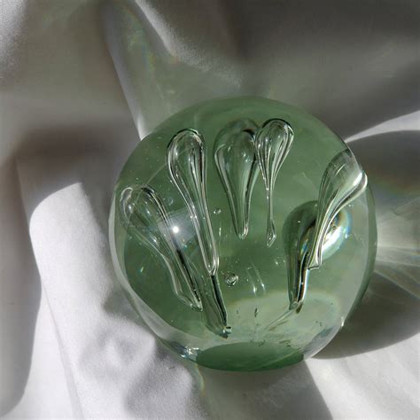 Vintage Glass Paperweight Clear With Green Tint Coloring Amazing Detail And Beauty Hand Formed