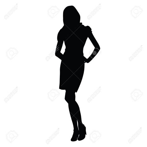 Sexy Slim Woman Silhouette Standing On High Heels Shoes Tall Sl
