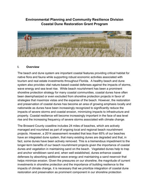 Coastal Dune Grant Program Word Doc 447 Kb
