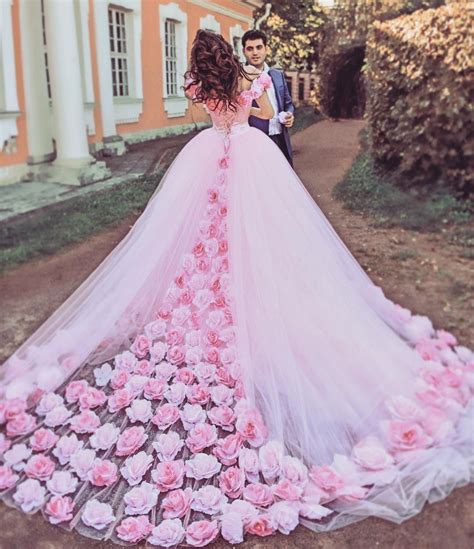 Rose Flower Wedding Dressespink Wedding Dressball Gown Wedding