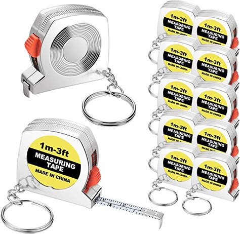 20 Pieces Tape Measure Keychains Functional Mini Retractable Measuring