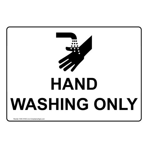 Hand Washing Only Sign Or Label White Sizes