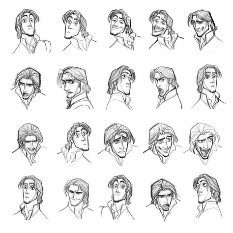 “flynn Rider” Expressions Sheet By Jin Kim ★ Art Of Walt Disney Animation