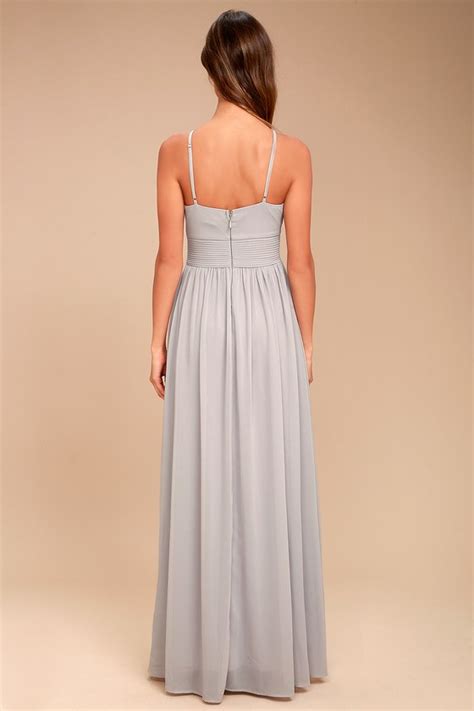 Stunning Maxi Dress Grey Dress Lace Insert Dress