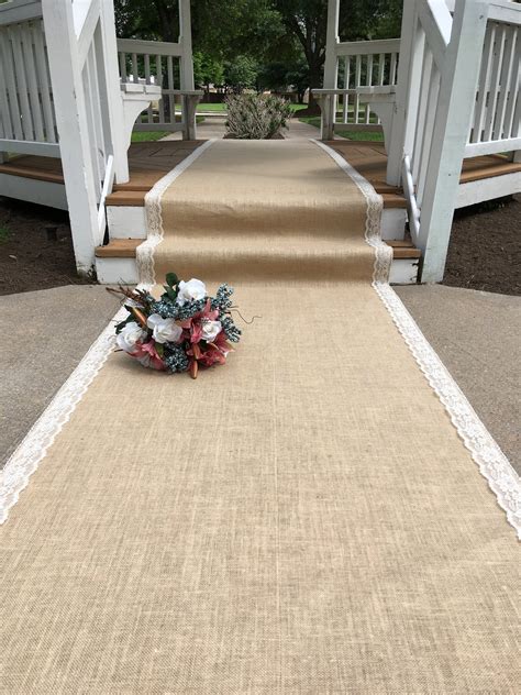 20 Ft Burlap And Lace Aisle Runner Ivory Lace Rustic Etsy
