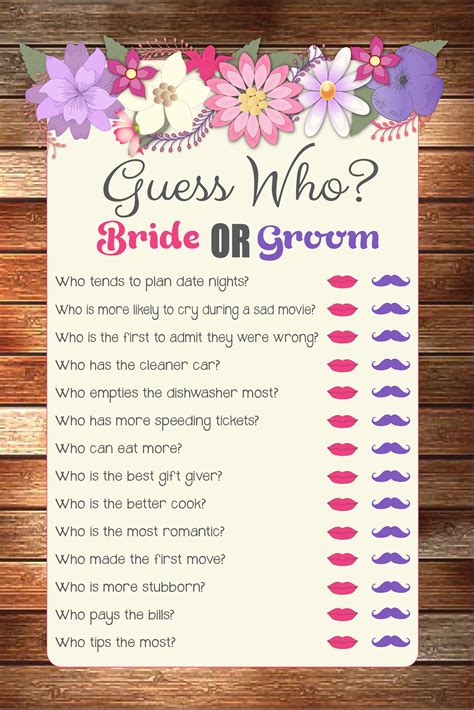 Fun Couples Shower Games Guess Who The Bride Or Groom Great Game For Bridal Showers O