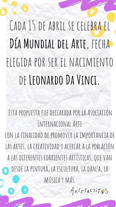 15 De Abril Dia Mundial Del Arte Da Vinci Día Mundial Del Arte Día