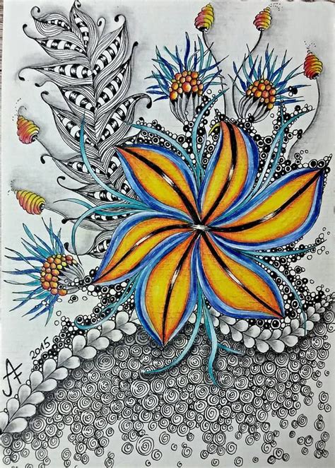 Zentangled Flower Zentangle Flowers Mandala Doodle Tangle Doodle