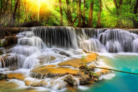 Waterfall river landscape nature waterfalls wallpaper | 5353x3569