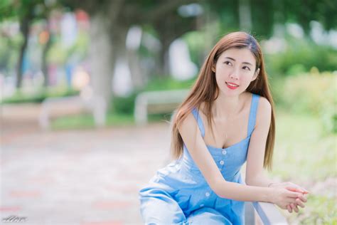 Wallpaper Asia Wanita Model Kedalaman Lapangan Rambut Panjang Si