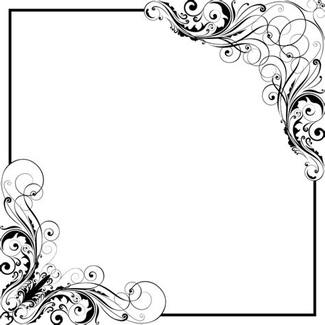 Corner Floral Swirl Ornaments With Frame Vector Free Download