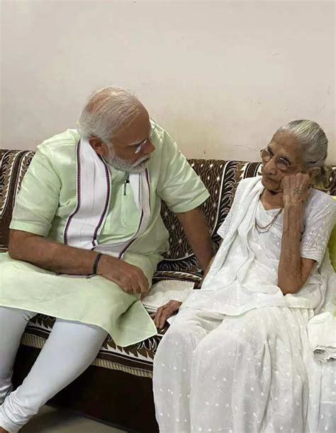 Pm Modi Meets His Mother Heeraben At Her Gandhinagar Residence In