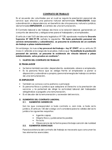 contrato laboral pdf derecho laboral salario