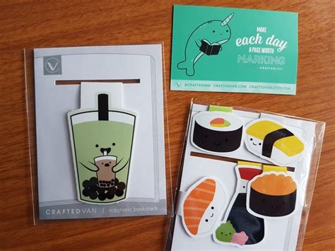 Adorable Boba And Sushi Bookmarks