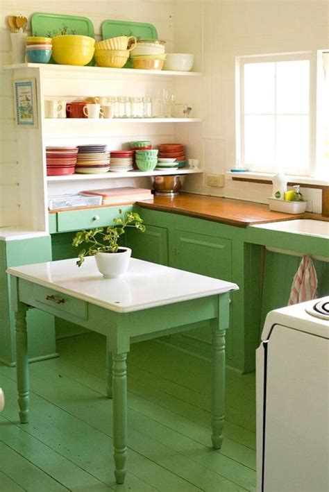 Vintage Green Green Kitchen Cabinets Kitchen Decor Retro Kitchen