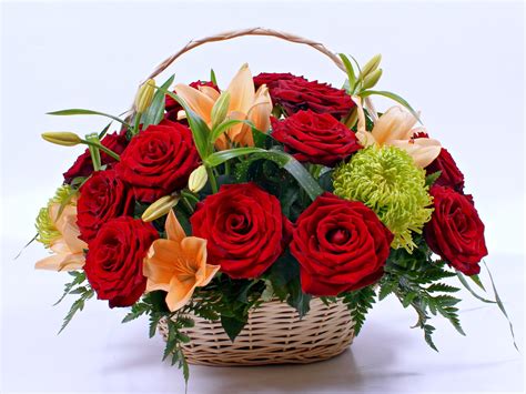 Flowers Roses Red Bouquet Love Basket Marriage Engagement Romantice Life Happy