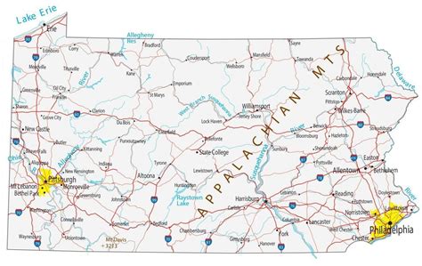 Map Of Pennsylvania Cities And Roads Gis Geography Delaware River