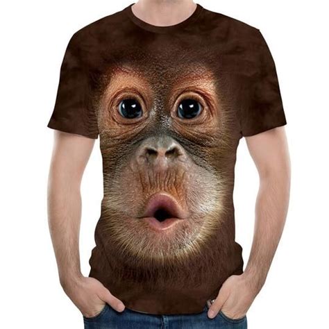 2018 Mens T Shirt 3d Printed Animal Monkey Tshirt Short Sleeve Funny