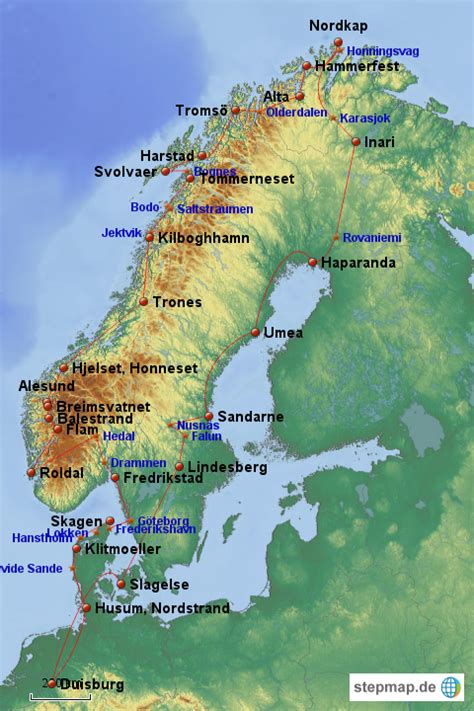 Stepmap Skandinavien 2013 Mit Nordkap 2 Landkarte Für Deutschland