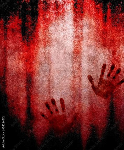 Bloody Hand Prints On Wall Stock Photo Adobe Stock