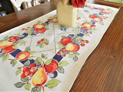 Fruit Toweling Runner In 2021 Vintage Linens Unique Items Products