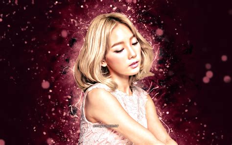 Download Wallpapers Taeyeon 4k K Pop South Korean Singer Girls Generation Purple Neon