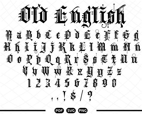 Old English Font Antique Original Typescript Font Alphabet Large Old