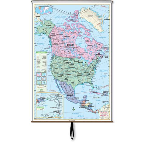 North America Primary Classroom Wall Map On Roller Ma