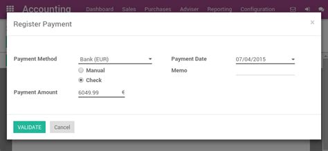 How to stay connected to streamyx. Pay by Checks — Odoo 9.0 documentation