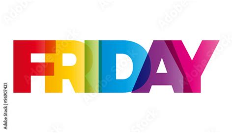 The Word Friday Vector Banner With The Text Colored Rainbow Stock