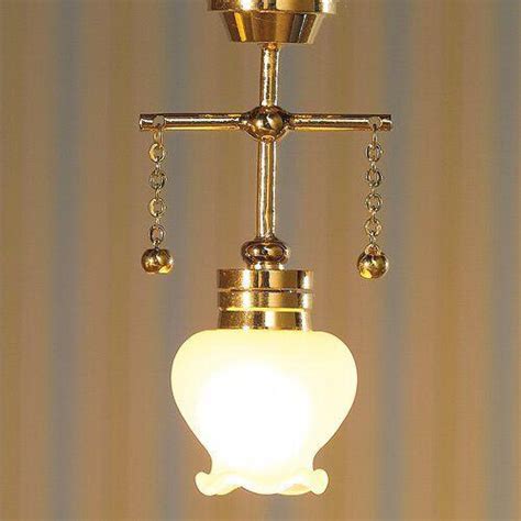 Dolls house wall light frosted tulip shade up 12v miniature electric lighting. The Dolls House Emporium Hanging Light with Shaped Shade