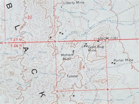 Mount Perkins Lake Mohave Arizona Nevada Vintage Usgs Topographic Map