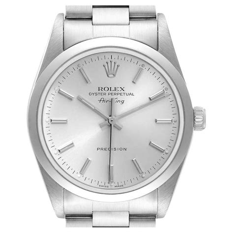 Rolex Air King Silver Dial Smooth Bezel Steel Mens Watch 14000 For