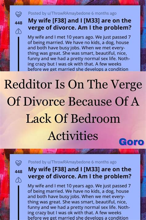 Redditor Is On The Verge Of Divorce Because Of A Lack Of Bedroom