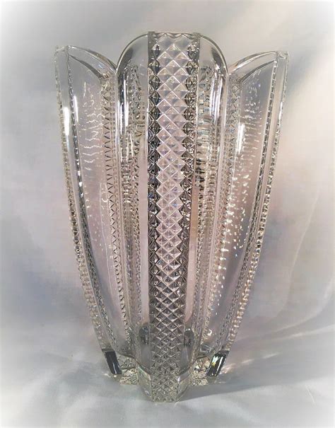 Vintage Heavy Leaded Crystal Vase With Diamond Points On Five Etsy