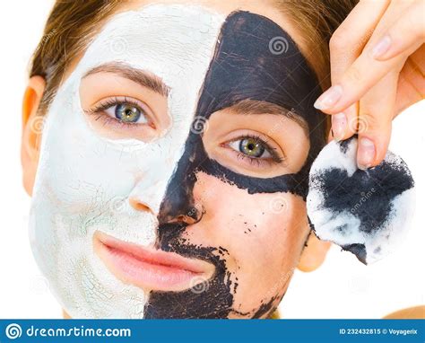 Girl Remove Black White Mud Mask From Face Stock Image Image Of Beauty Woman