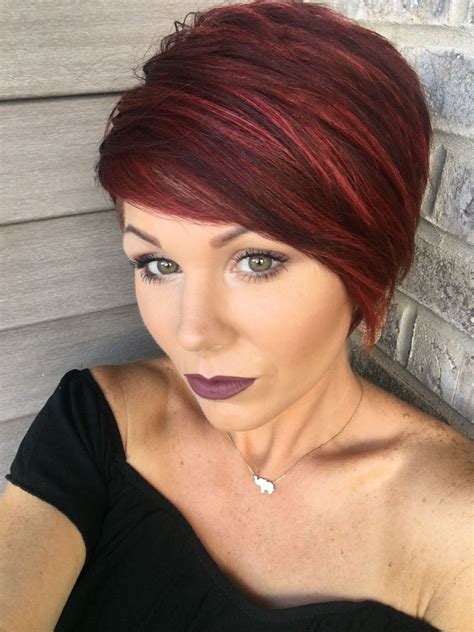 Red Pixie Cut With Blonde Highlights