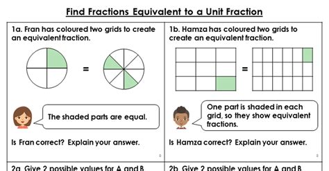 Find Fractions Equivalent To A Unit Fraction Reasoning And Problem