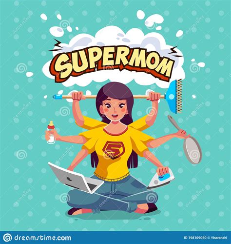 Super Mom Supermom Logo Mother Day Concept Mother Superhero Cartoon