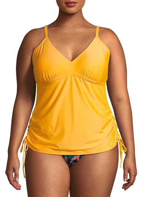 Time And Tru Womens Plus Size Tankini Swimsuit Top