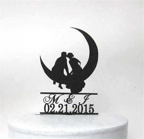 Personalized Wedding Cake Topper Kissing On The Moon With Etsy