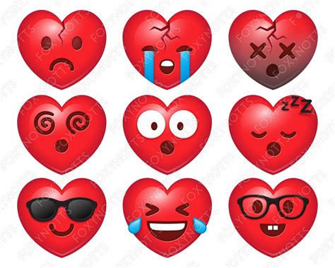 Corazón Emoji Clip Art Cara Sonriente Descarga Digital Etsy España