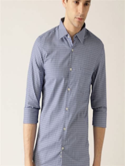 Buy United Colors Of Benetton Men Blue And White Regular Fit Checked