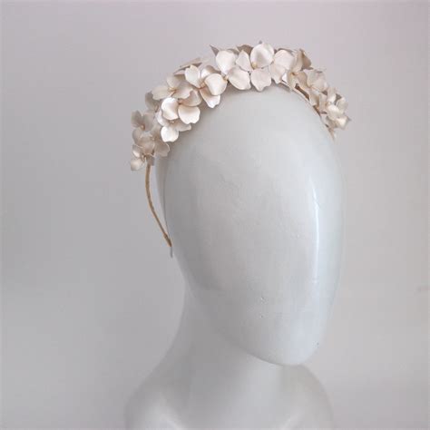 White Floral Headband Bridal Flower Headband Embellish Etsy