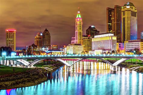Skyline View Of Downtown Columbus Ohio At Dusk Photograph By Gregory